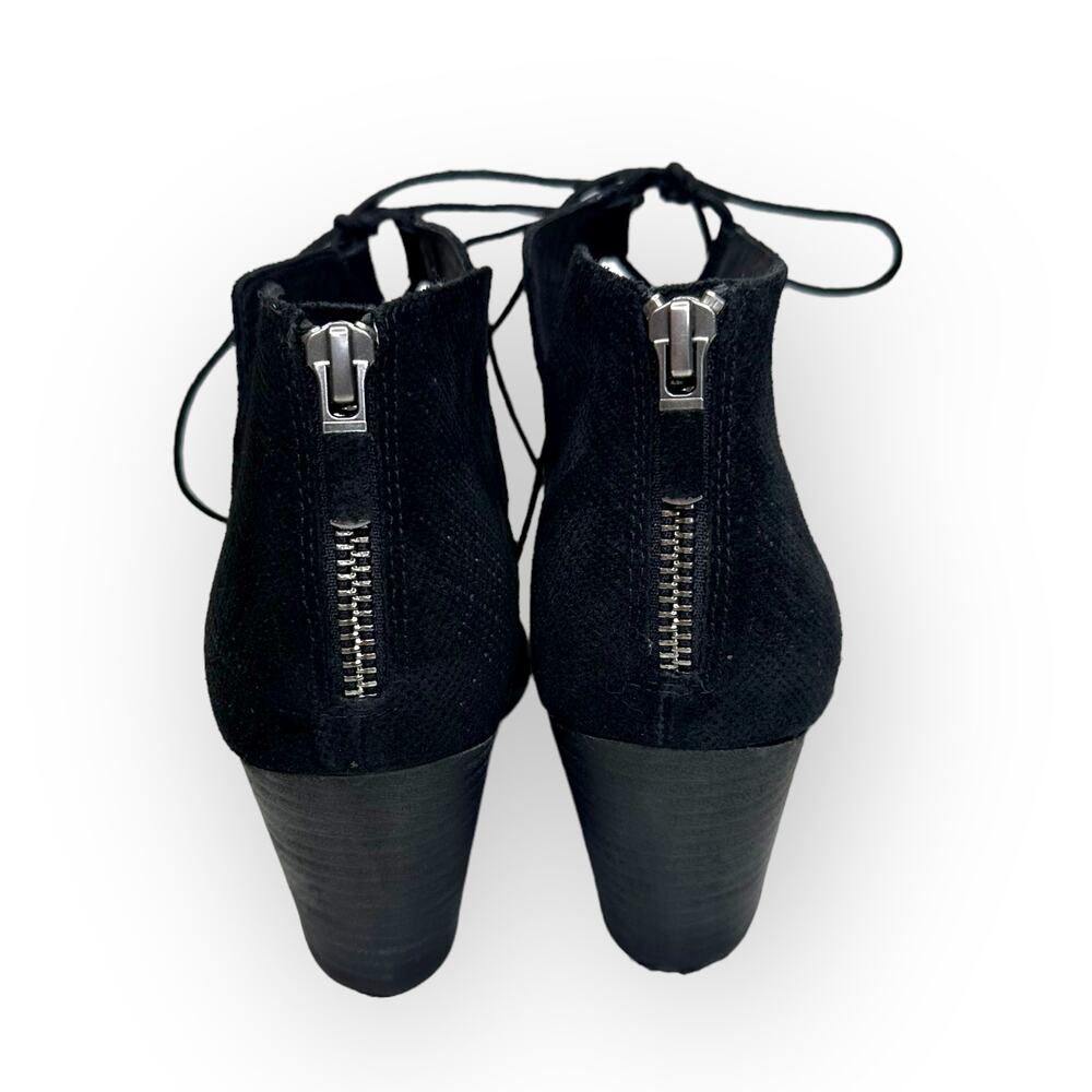 Eileen Fisher Fallon Peep Toe Lace Up Booties Women's Size 8 Black Suede 5838517 - Picture 5 of 11